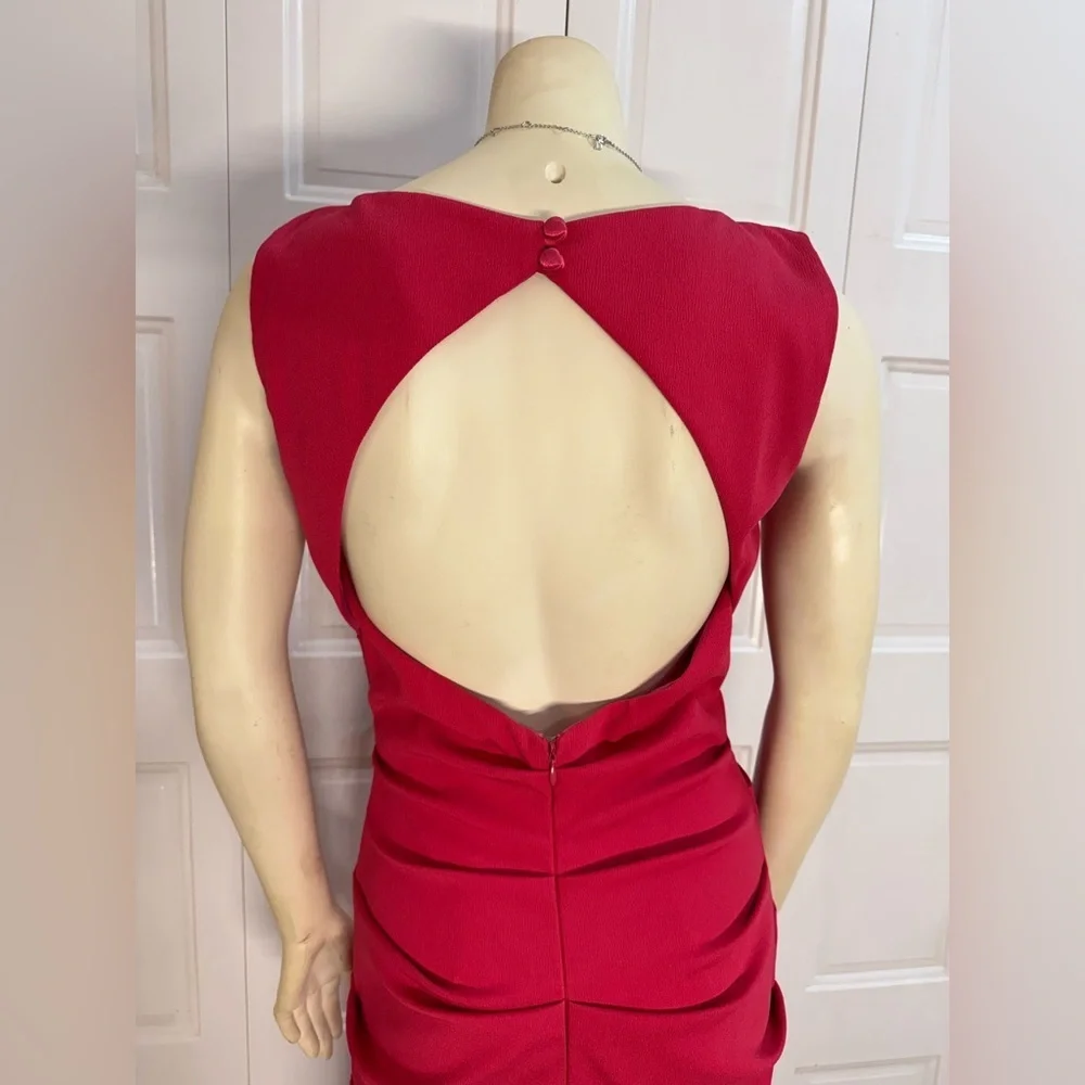 Nicole Miller Hot Pink Open-Back Ruched Sheath Dress - Size 4 - EUC